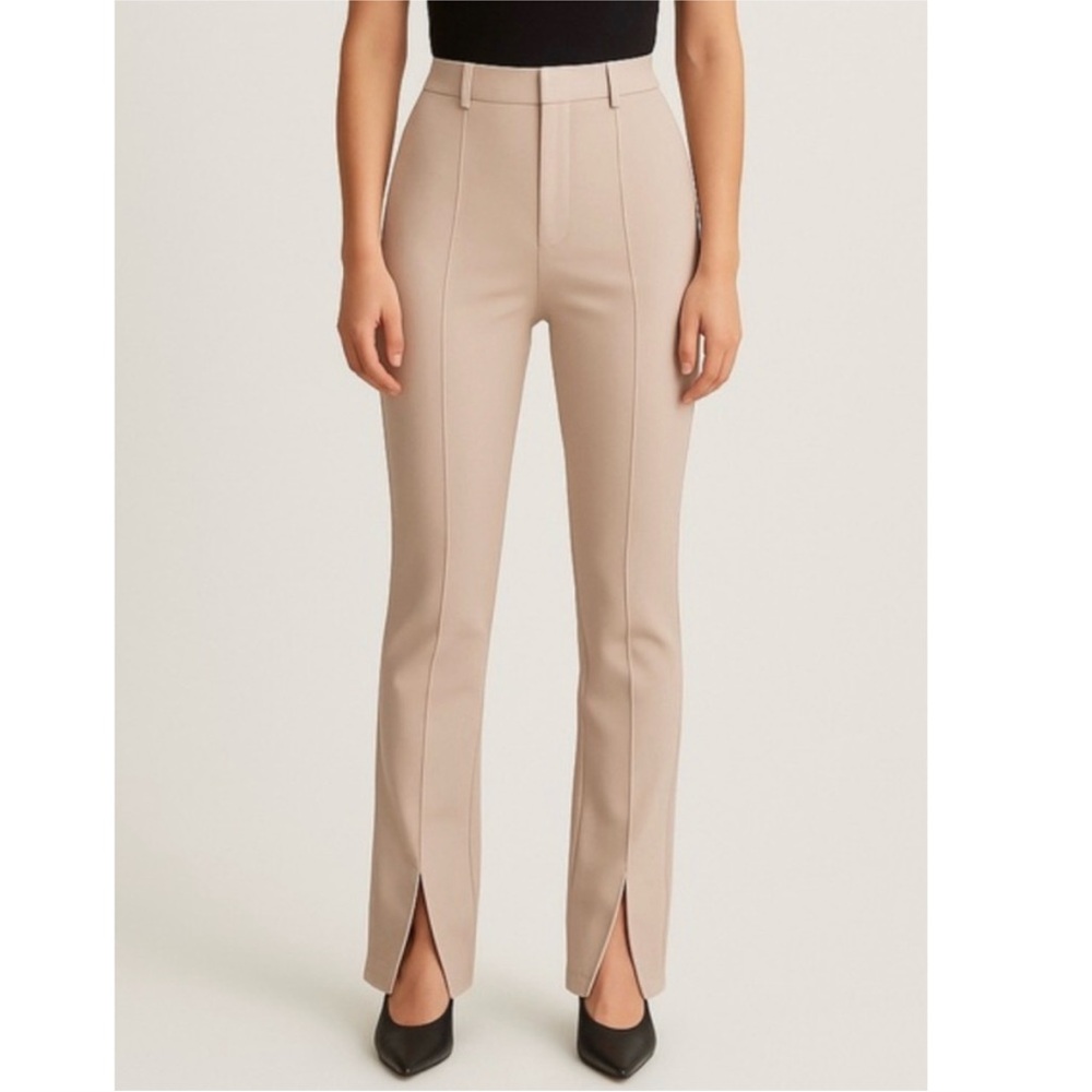 Abercrombie & Fitch Women's Slim Tailored Split-Hem Trousers in Beige